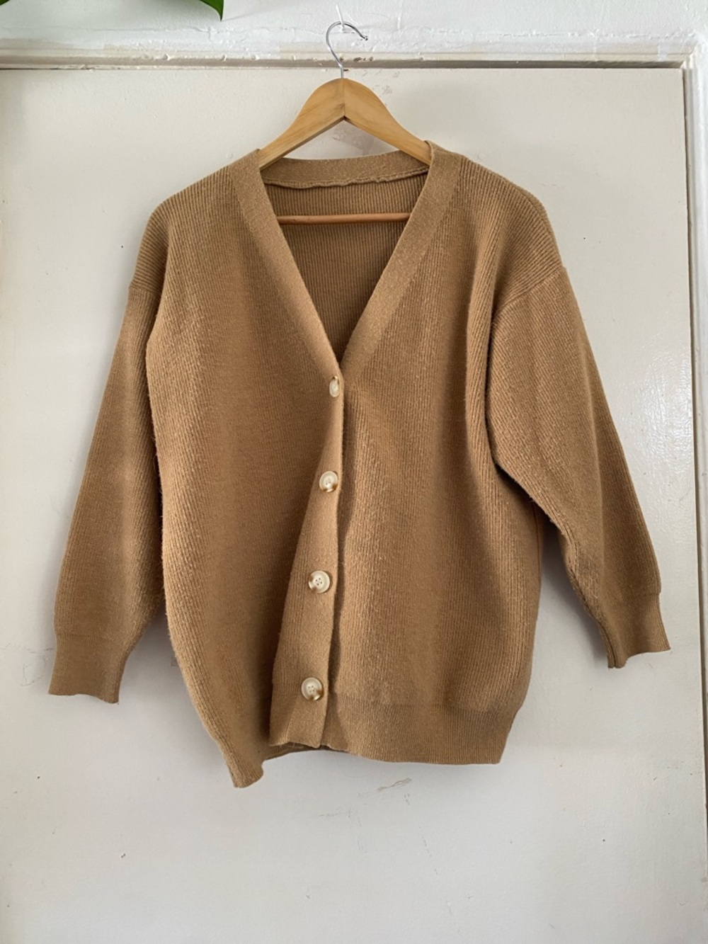 Classic Camel Button-Up Cardigan